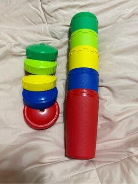 Replay Multicolor Stackable Cups - Red, Blue, Yellow, Green (Preschool Colors)